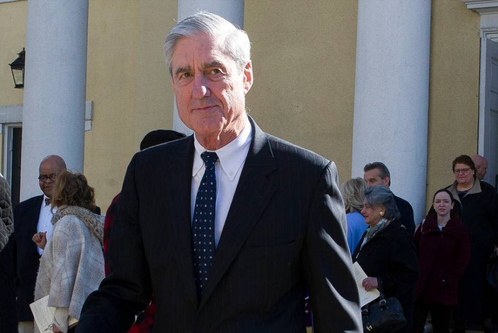 FILE - In this March 24, 2019, file photo, special counsel Robert Mueller departs St. John's Ep ...