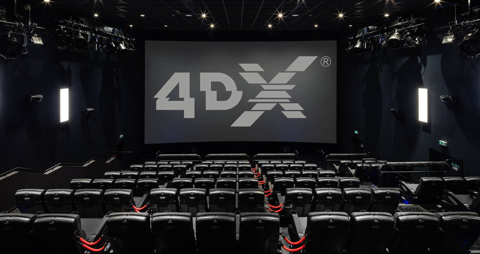 Seats in Red Rock Resort's 4DX movie theater come four to a pod and move as one as they pitch, ...