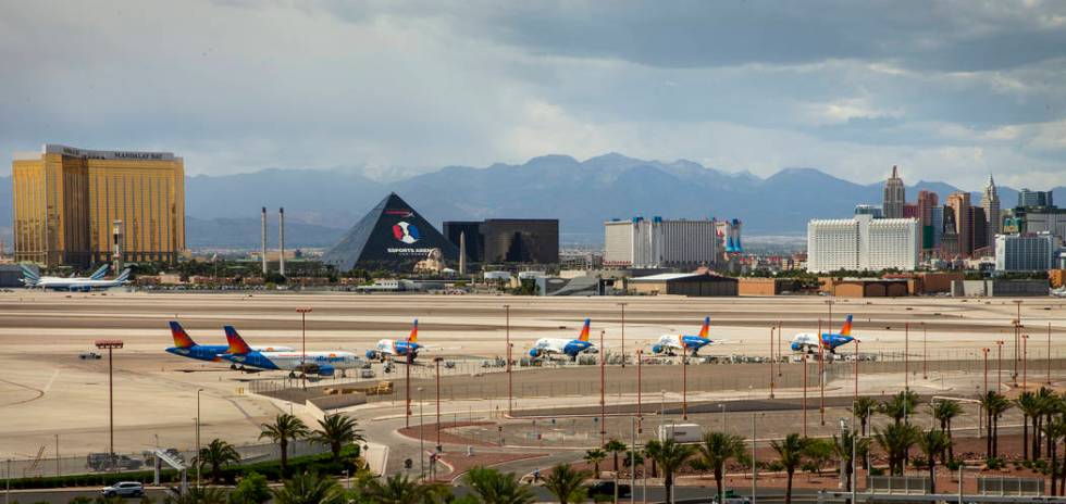 Las Vegas-based Allegiant Air planes sitting on the tarmac at McCarran International Airport. A ...