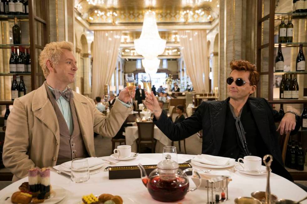 Michael Sheen and David Tennant star in "Good Omens." (Chris Raphael/Amazon)