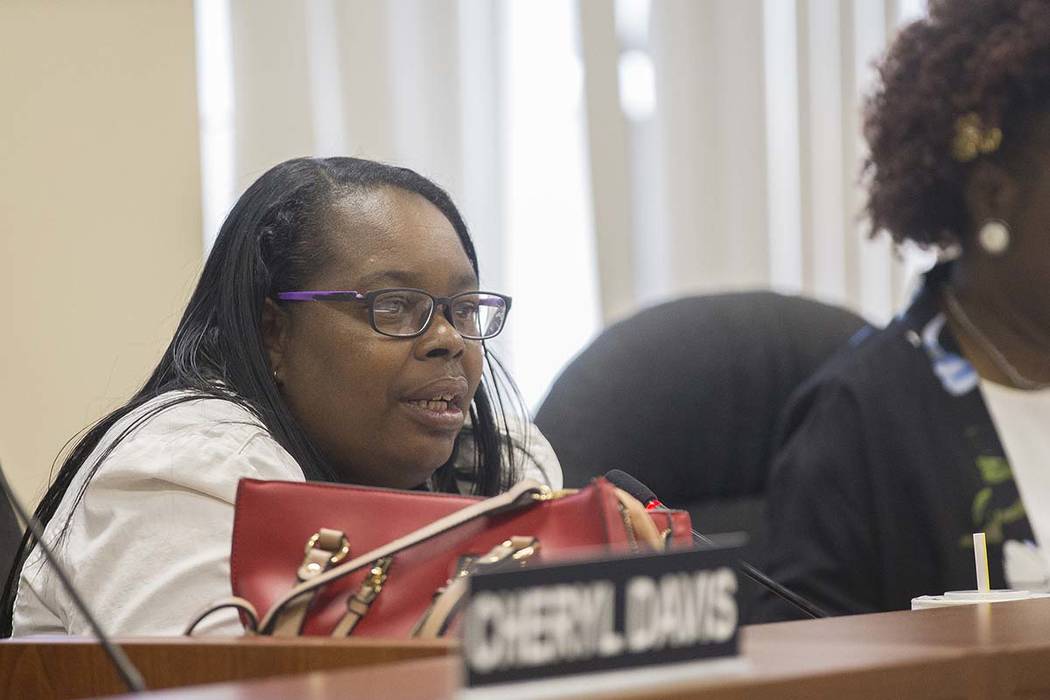 Theresa Davis speaks at the Southern Nevada Regional Housing Authority board meeting at the com ...