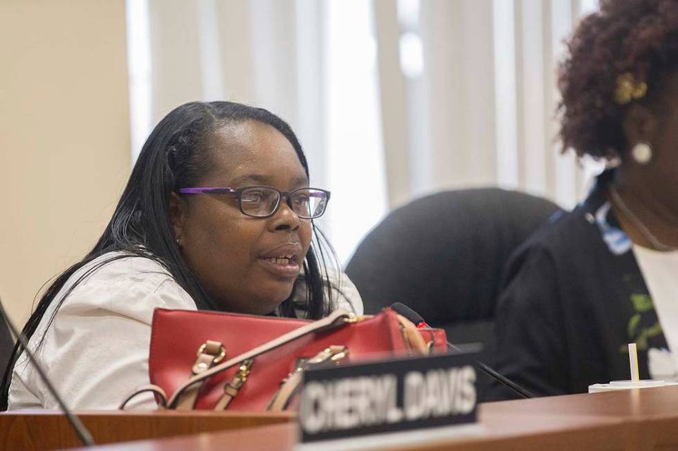 Theresa Davis speaks at the Southern Nevada Regional Housing Authority board meeting at the com ...