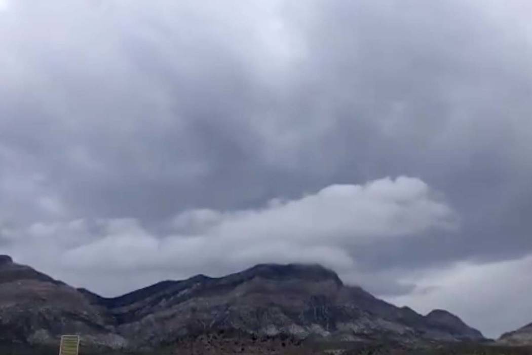 Storm clouds move over Red Canyon near Las Vegas on Thursday, May 9, 2019. (Cassie Soto/Las Veg ...