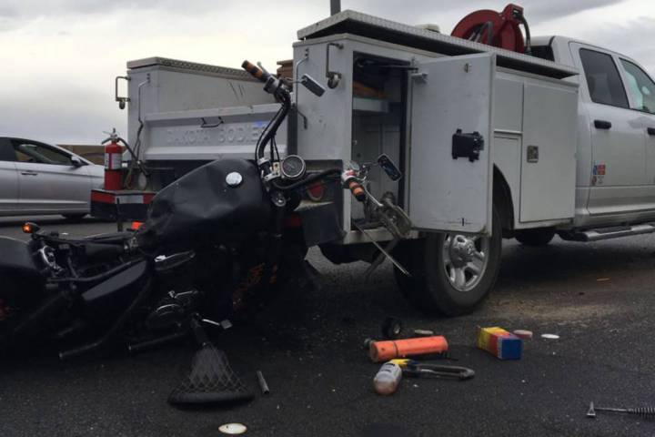 A motorcyclist was killed Thursday, May 9, 2019, when he crashed into the back of a pickup truc ...