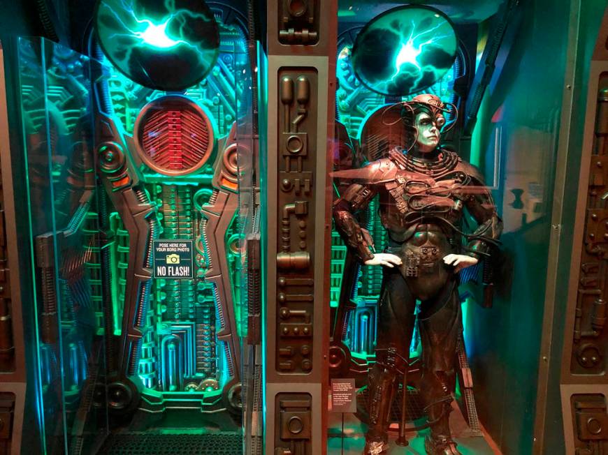 In this May 9, 2019 photo, a Borg costume from "Star Trek: The Next Generation" is di ...