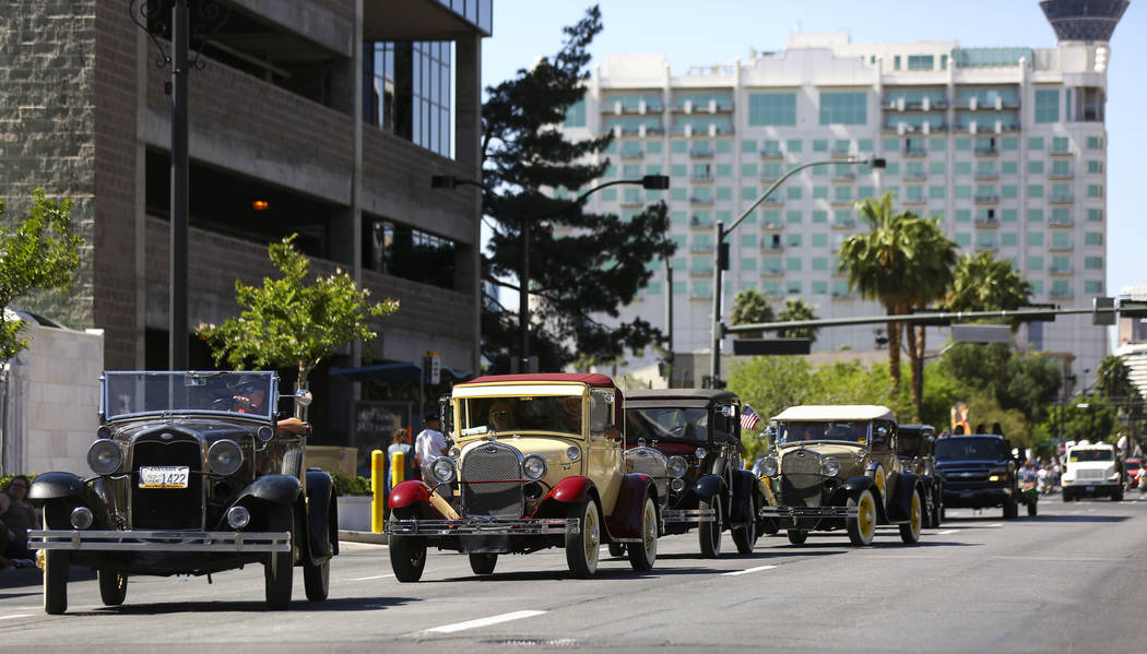 Members of the Las Vegas Valley Model A Ford Club participate in the Helldorado Parade along Fo ...
