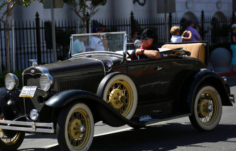 A member of the Las Vegas Valley Model A Ford Club participates in the Helldorado Parade along ...