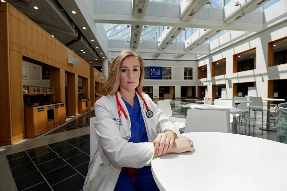 In this May 2, 2019, photo, Savanah Harshbarger, a medical student at Duke University, poses fo ...