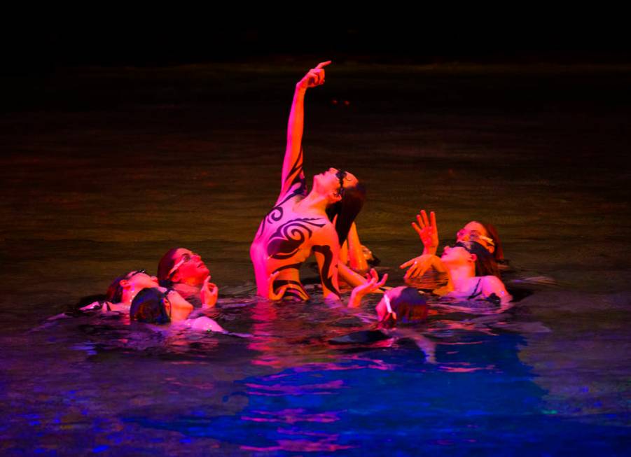 Performers with Cirque du Soleil rehearse the scene “Fishermen” during a sneak pr ...