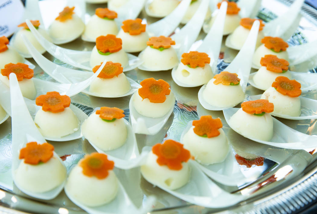 A tray of Cauliflower Bavarois appetizers at the Vegas Uncork'd event with Absinthe on Saturday ...