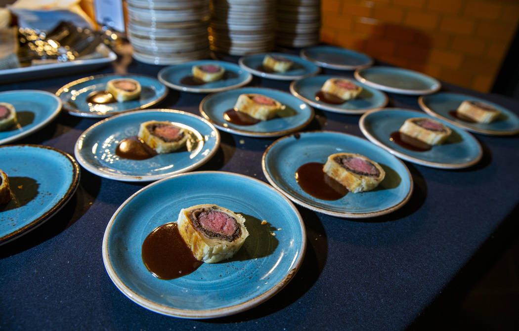 Beef Wellington ready for tasting during a Vegas Uncork'd meal at the Gordon Ramsay Pub & G ...