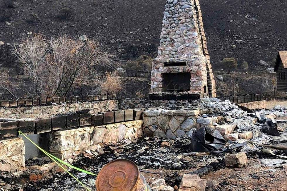 A photo provided by the Elko Lion's Club, shows the fireplace and chimney, the only thing remai ...