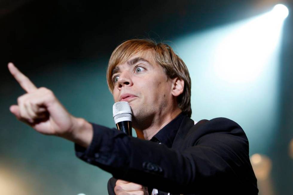 Pelle Almqvist singer of Swedish band The Hives performs on the main stage during the Gampel O ...