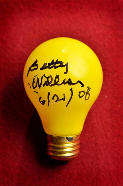 A light bulb from the "Welcome to Fabulous Las Vegas Nevada" sign which was autographed by Bett ...