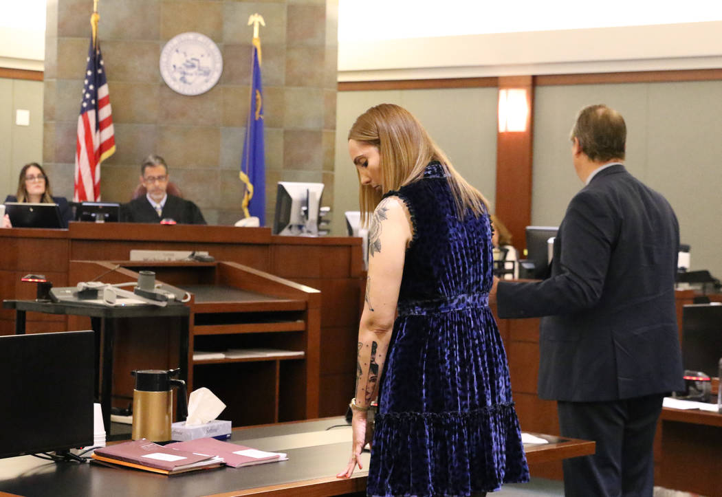 Suspended attorney Alexis Plunkett, second right, appears in court at the Regional Justice Cent ...