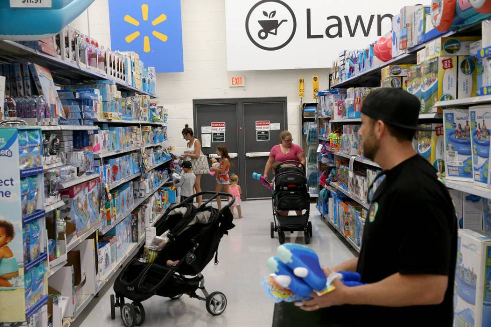 Shoppers at Walmart at 2310 E. Serene Ave. in Las Vegas Tuesday, March 14, 2019. K.M. Cannon La ...