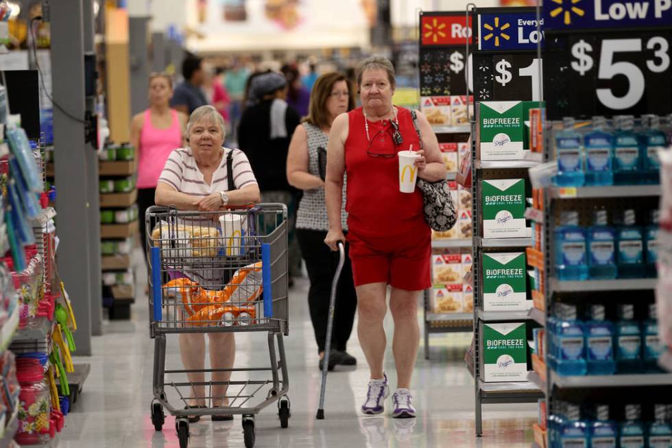 Helga Beltan, left, and Helen Wilson shop at Walmart at 2310 E. Serene Ave. in Las Vegas Tuesda ...