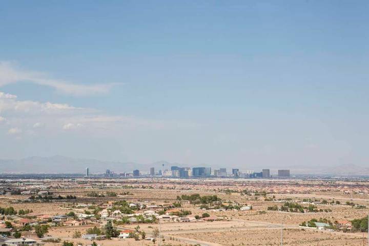A view of the Las Vegas Strip from Exploration Peak Park. The Las Vegas Valley can expect tempe ...