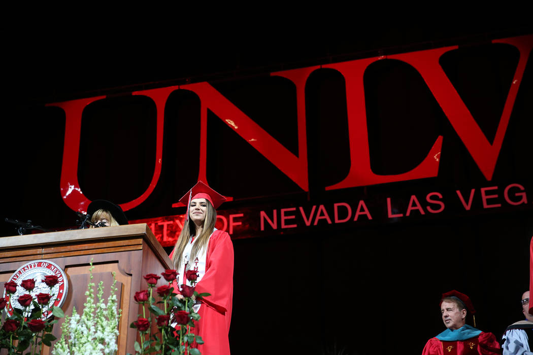Economics and political science major graduate Ashley is recognized during the UNLV commencemen ...