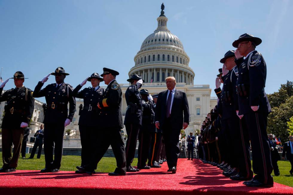 President Donald Trump arrives to deliver remarks to the 38th Annual National Peace Officers' M ...