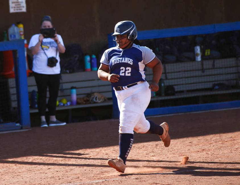 Shadow Ridge's Alyssa Stanley (22) rounds the bases on her home run hit against McQueen during ...