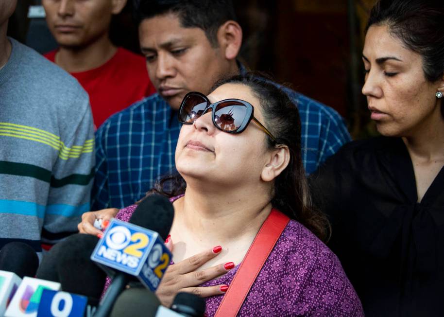 Surrounded by family members and supporters, Marlen Ochoa-Lopez's mother, Raquel Uriostegui, ta ...