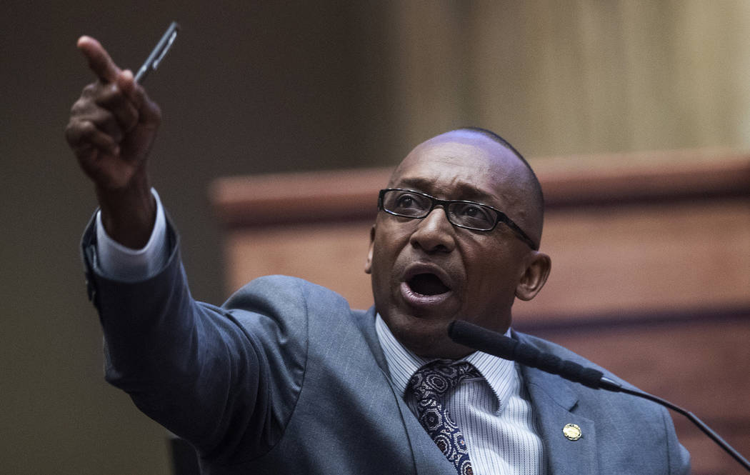 Sen. Bobby Singleton speaks about a ban on nearly all abortions during a debate in the senate c ...