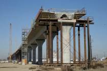FILE - In this Dec. 6, 2017, file photo, one of the elevated sections of the high-speed rail is ...