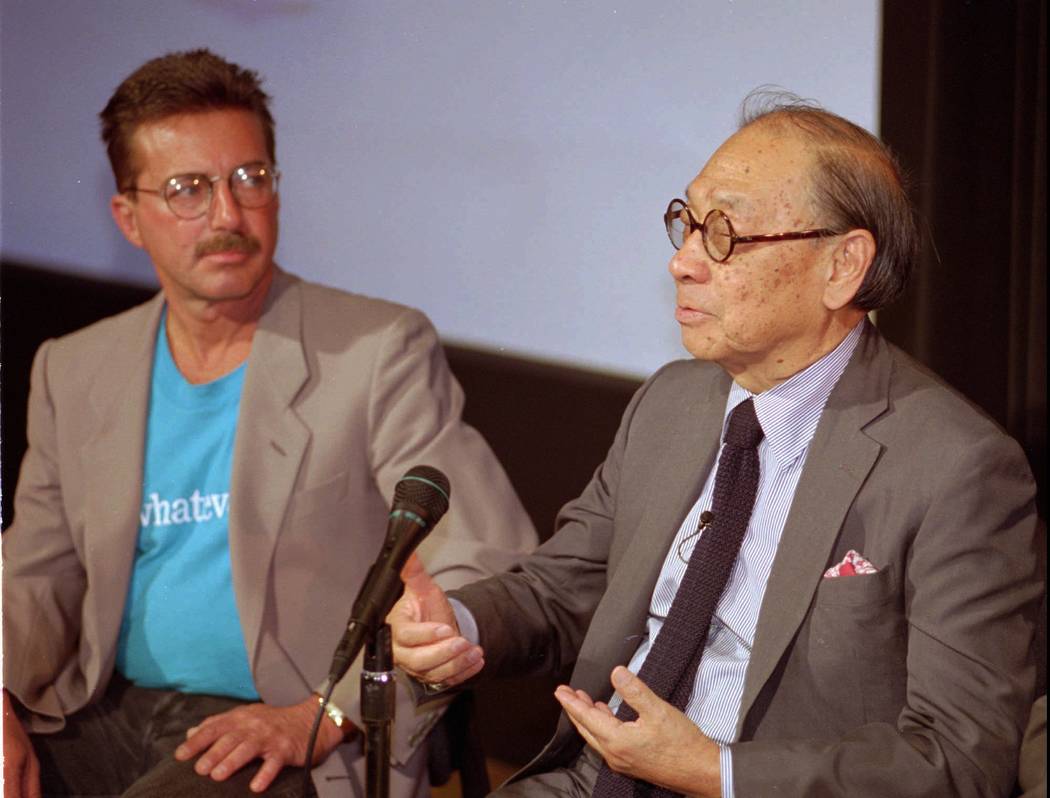 Peter Arendt, director of design and construction, and architect I.M. Pei, right, discuss the $ ...