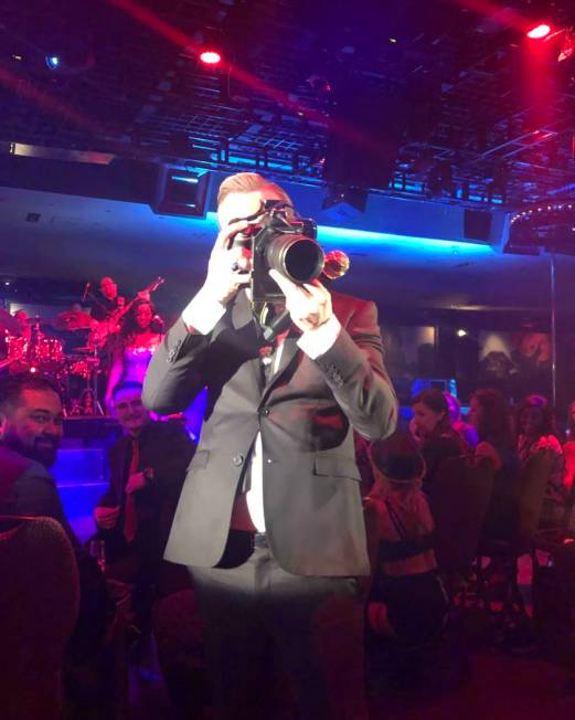 Matt Goss focuses Denise Truscello's camera on the Las Vegas photographer during his show on Su ...