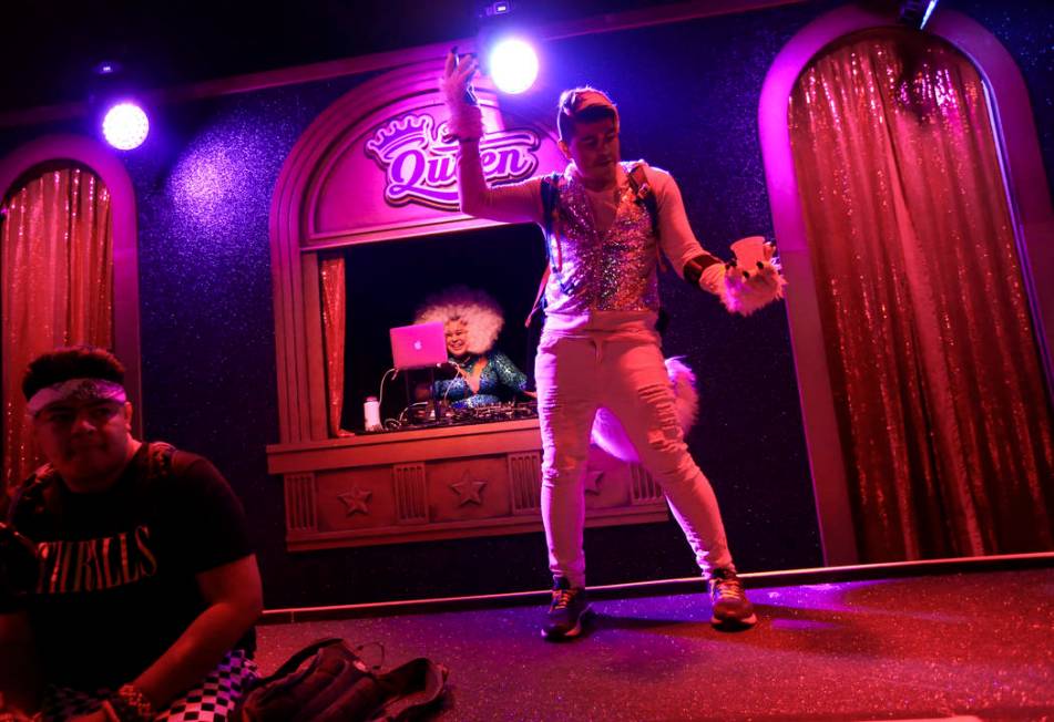Zeek Shepsky, of Phoenix, dances at The Queen during the first day of the Electric Daisy Carniv ...