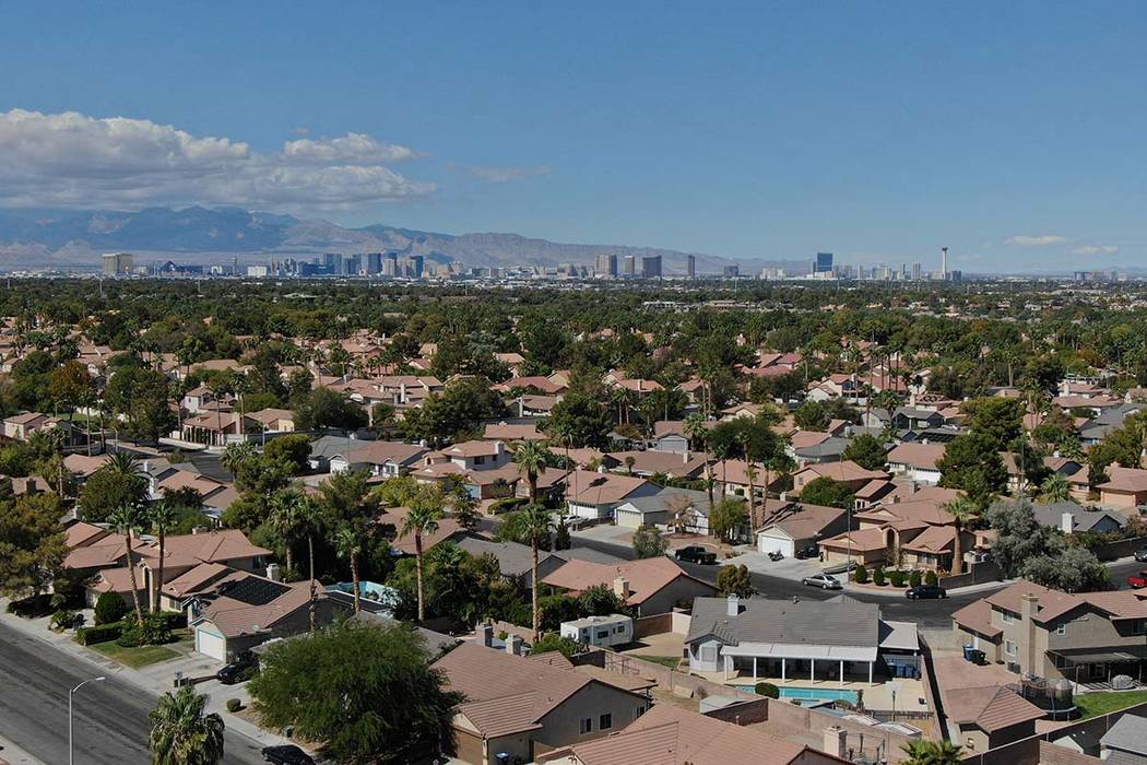 The Las Vegas Strip is seen from a Henderson neighborhood on Friday, October 5, 2018. (Michael ...