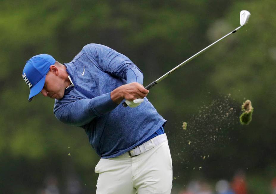 Brooks Koepka hits off the fourth fairway during the second round of the PGA Championship golf ...