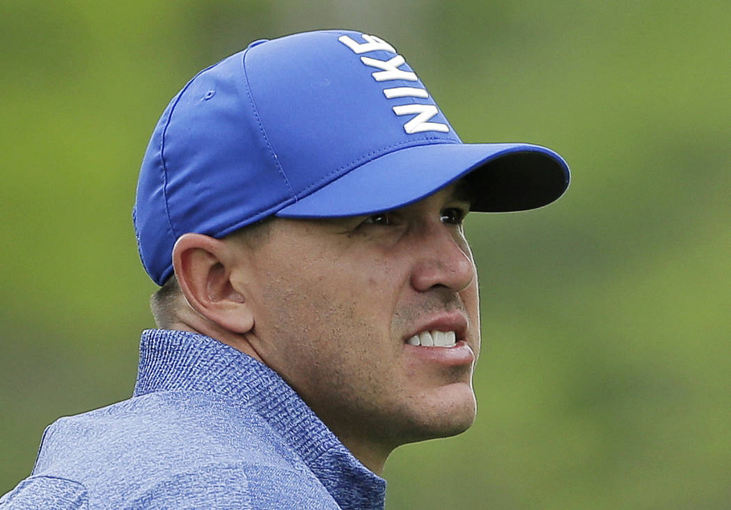 Brooks Koepka watches his shot off the sixth tee during the second round of the PGA Championshi ...