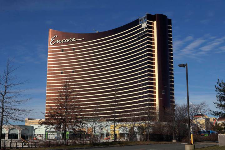 Construction continues on the Encore Boston Harbor luxury resort and casino in Everett, Mass., ...