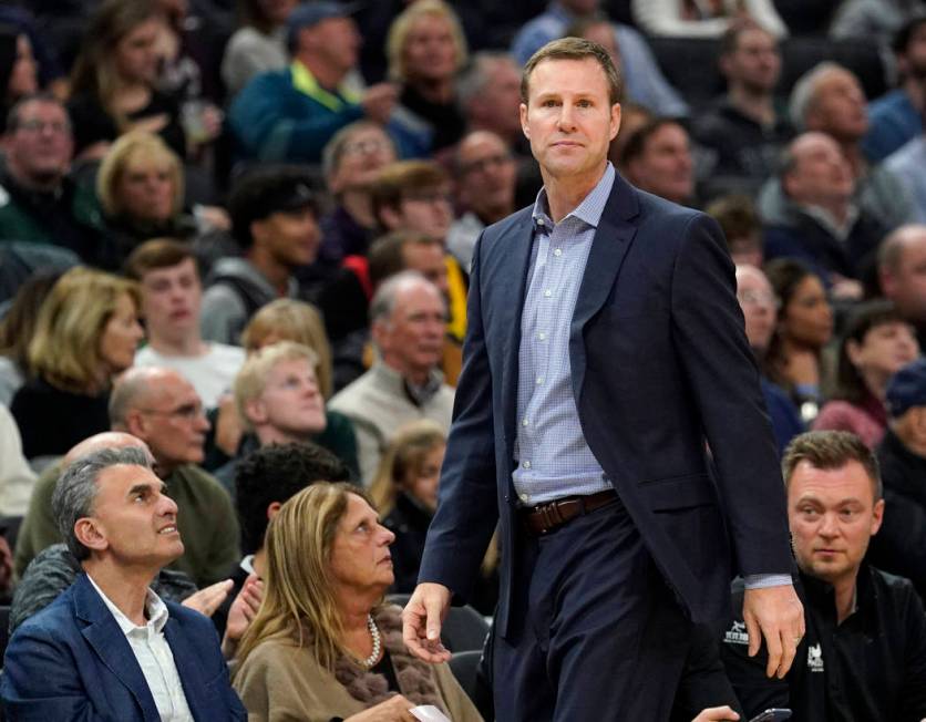 In this Friday, Nov. 16, 2018 file photo, Chicago Bulls head coach Fred Hoiberg watches during ...