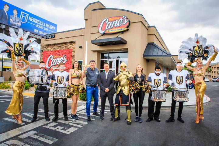 Raising Cane's founder Todd Graves Golden Knights Chief Marketing Officer Brian Killingsworth a ...