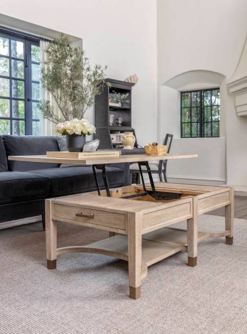 Gramercy lift-top storage coffee table from Nate + Jeremiah balances form and function. The fix ...