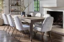 The 72-inch Pavilion dining table by Nate + Jeremiah includes an 18-inch center leaf. The chair ...