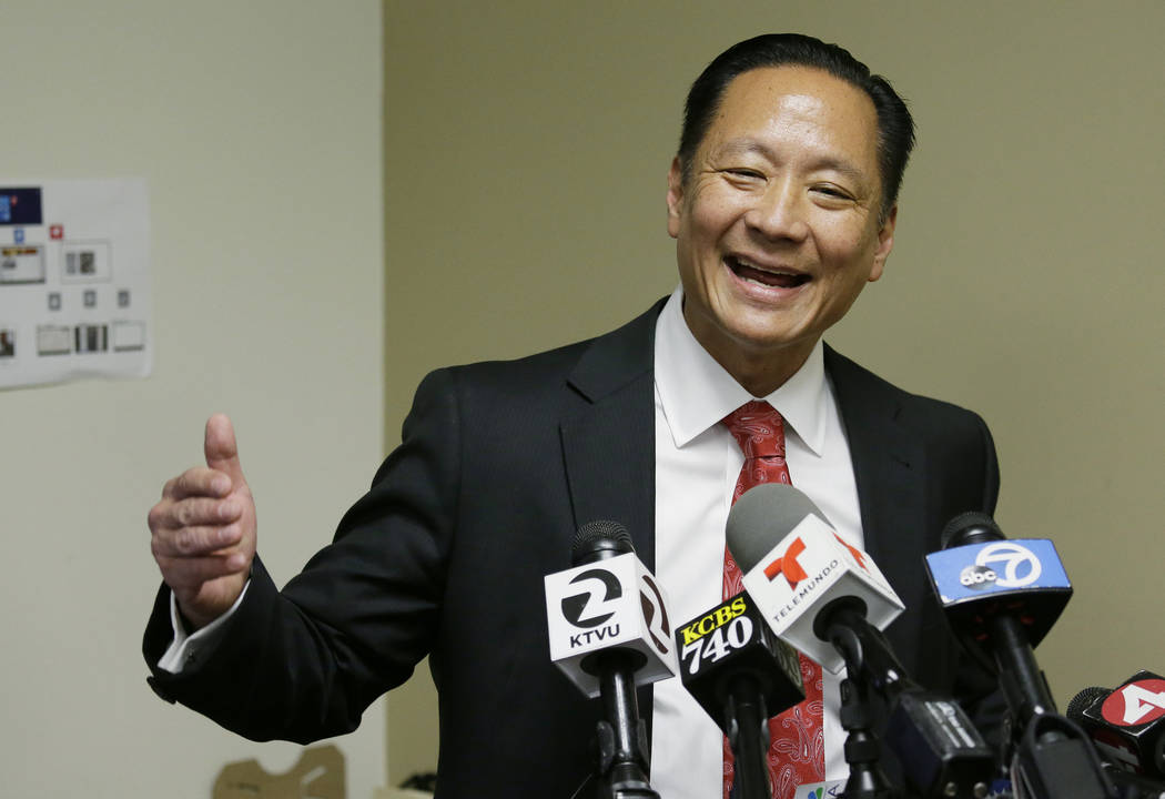In this April 26, 2016, file photo, San Francisco Public Defender Jeff Adachi gestures during a ...