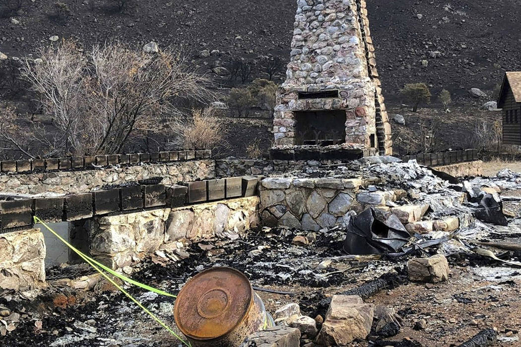 This October 2018 photo provided by the Elko Lion's Club, shows the fireplace and chimney, the ...