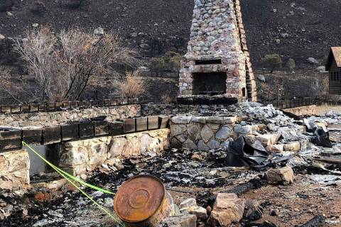 The fireplace and chimney are the only thing remaining from the historic Warner Whipple Lodge i ...