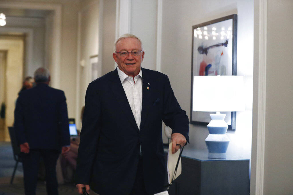 Dallas Cowboys owner Jerry Jones arrives to the NFL football owners meeting on Wednesday, May 2 ...