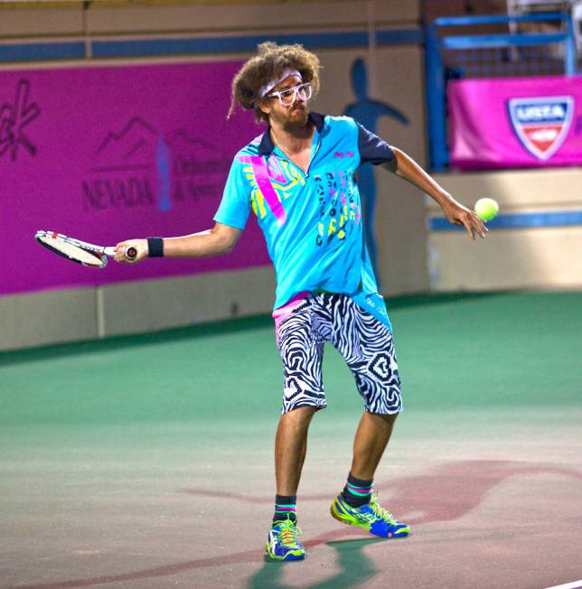 Rap star and tennis buff Redfoo is shown at the 2012 Party Rock Open at Darling Tennis Center i ...