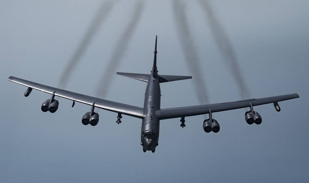 In a Tuesday, May 21, 2019 photo, provided by the U.S. Air Force, a U.S. B-52H Stratofortress, ...