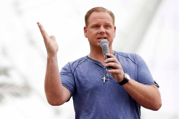 In a April 27, 2015, file photo, Nik Wallenda answers questions at a news conference in front o ...