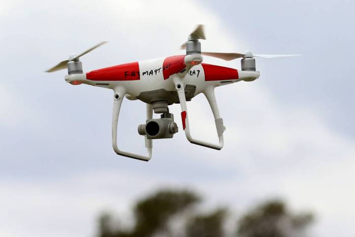 The Phantom IV drone flies over Craig Ranch Regional Park on May 17 as drone pilots practiced s ...