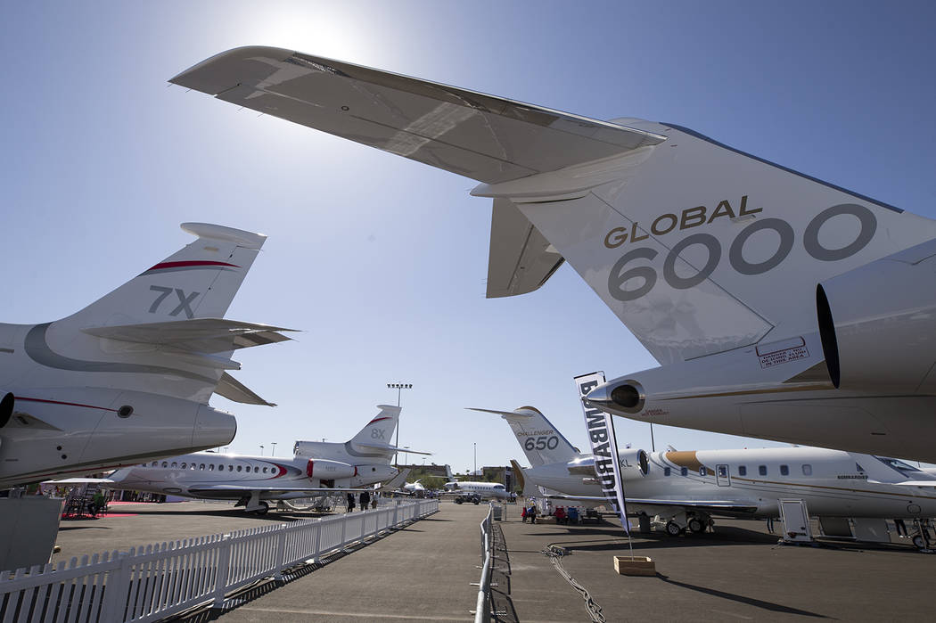 Business jets on display during the National Business Aviation Association (NBBA) convention an ...