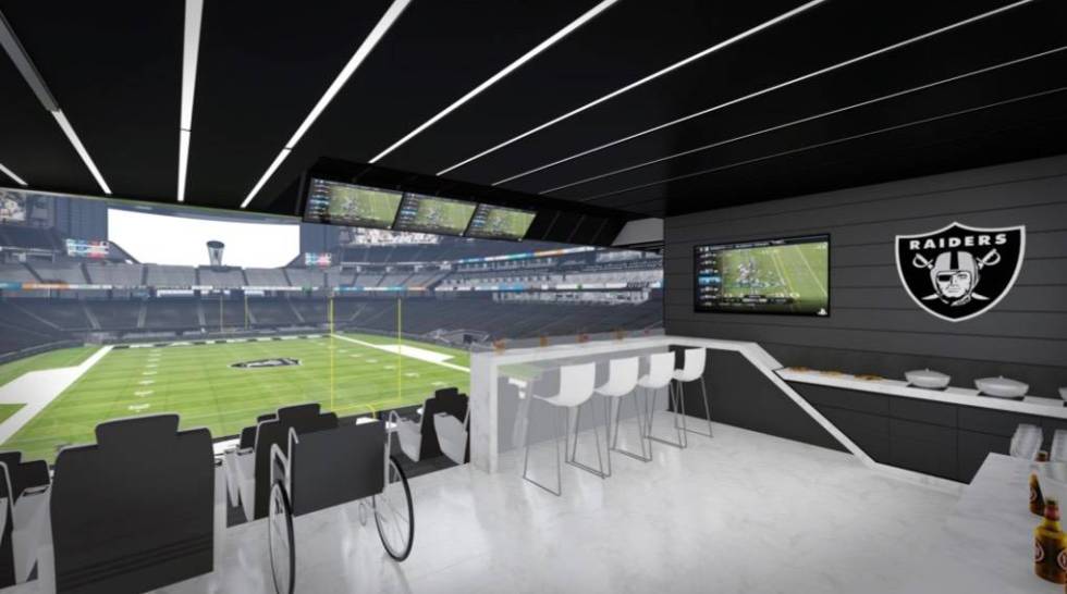 A view looking from inside one of the suites at the Las Vegas stadium. The suite is part of 20 ...