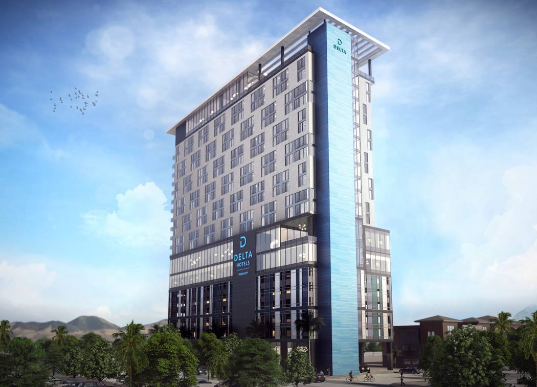 Developer CAI Investments plans to build a Delta-branded hotel, a rendering of which is seen he ...